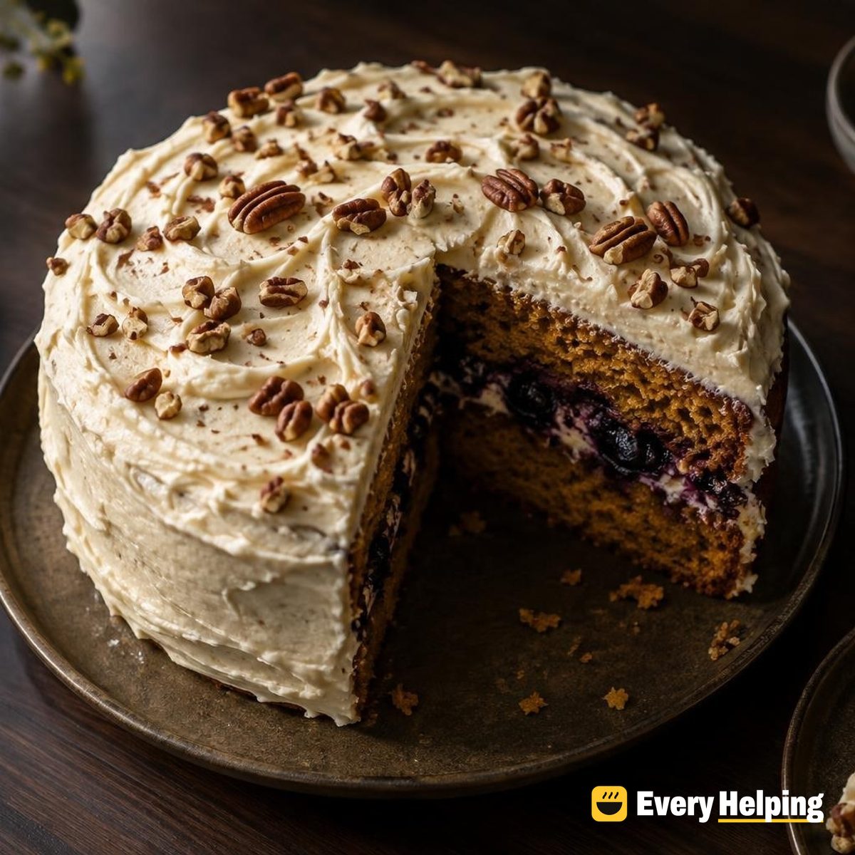 Brown Butter Pumpkin Cake with Blueberry Filling