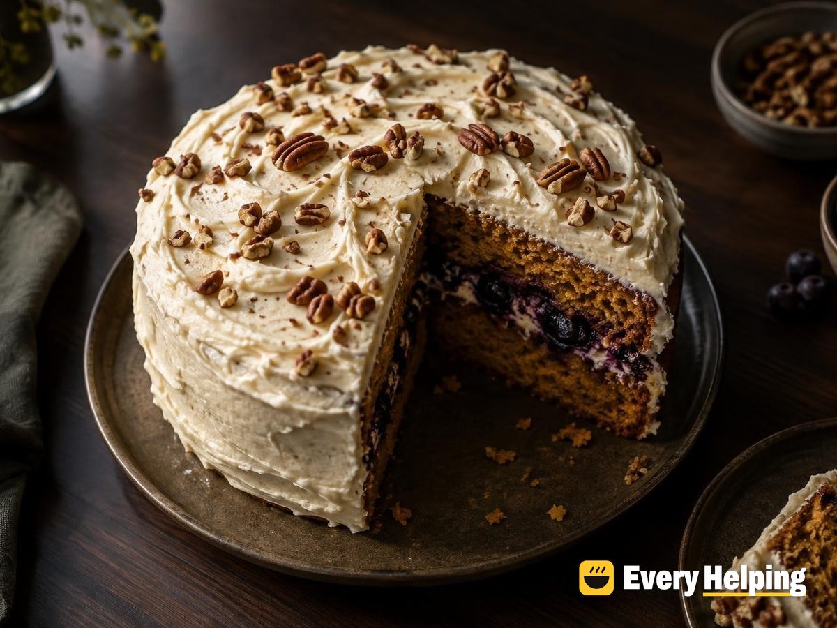 Brown Butter Pumpkin Cake with Blueberry Filling