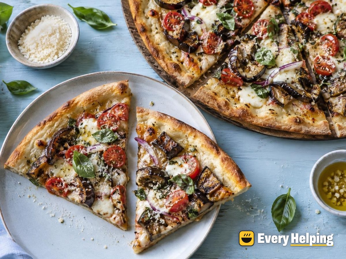 New York Garlic Oil Pizza with Roasted Eggplant