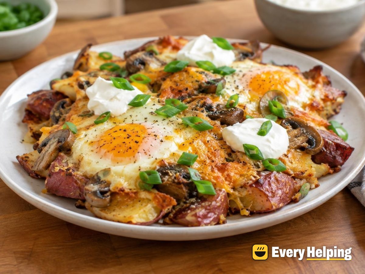 Sheet-Pan Smashed Potatoes with Cheddar and Eggs