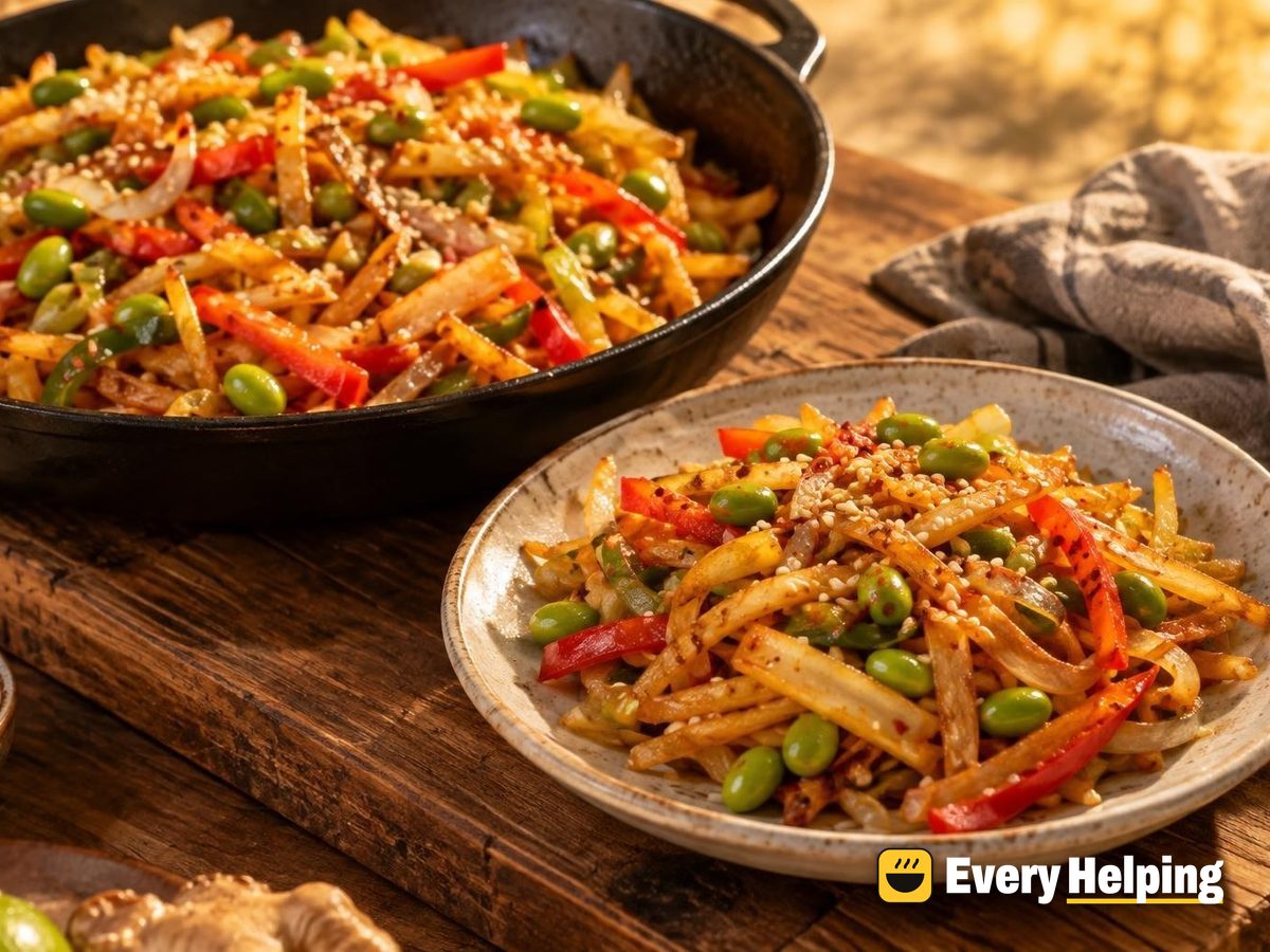 Crisp Shredded Potato Stir-Fry with Orange Ginger
