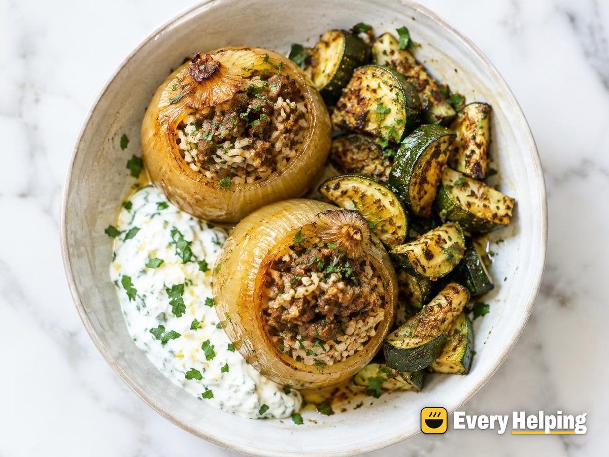Cumin-Coriander Pork-Stuffed Roasted Onions