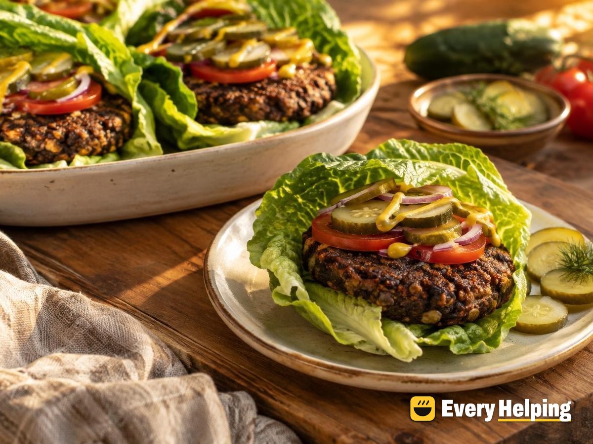 Smoky Black Bean Burgers with Quick Dill Pickles