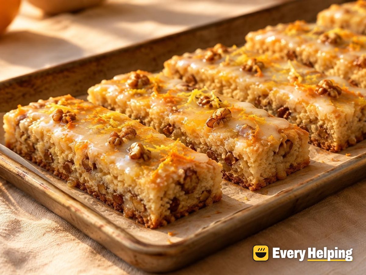 Orange Walnut Shortbread Bars with Citrus Glaze