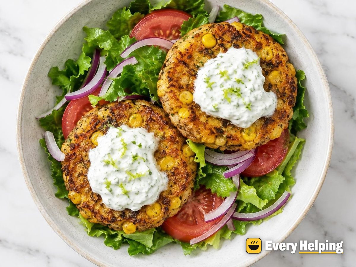 Smoky Tofu Corn Burgers with Lime Crema
