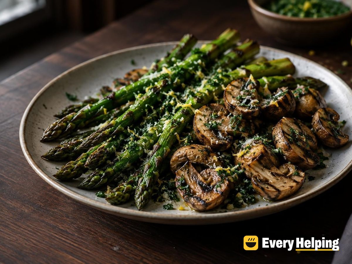 Grilled Asparagus and Mushrooms with Gremolata