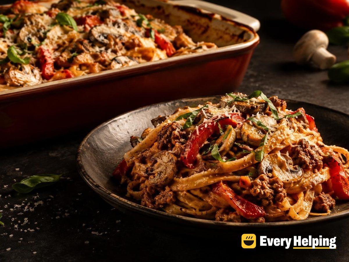 Smoky Pork Ragù Fettuccine with Roasted Peppers