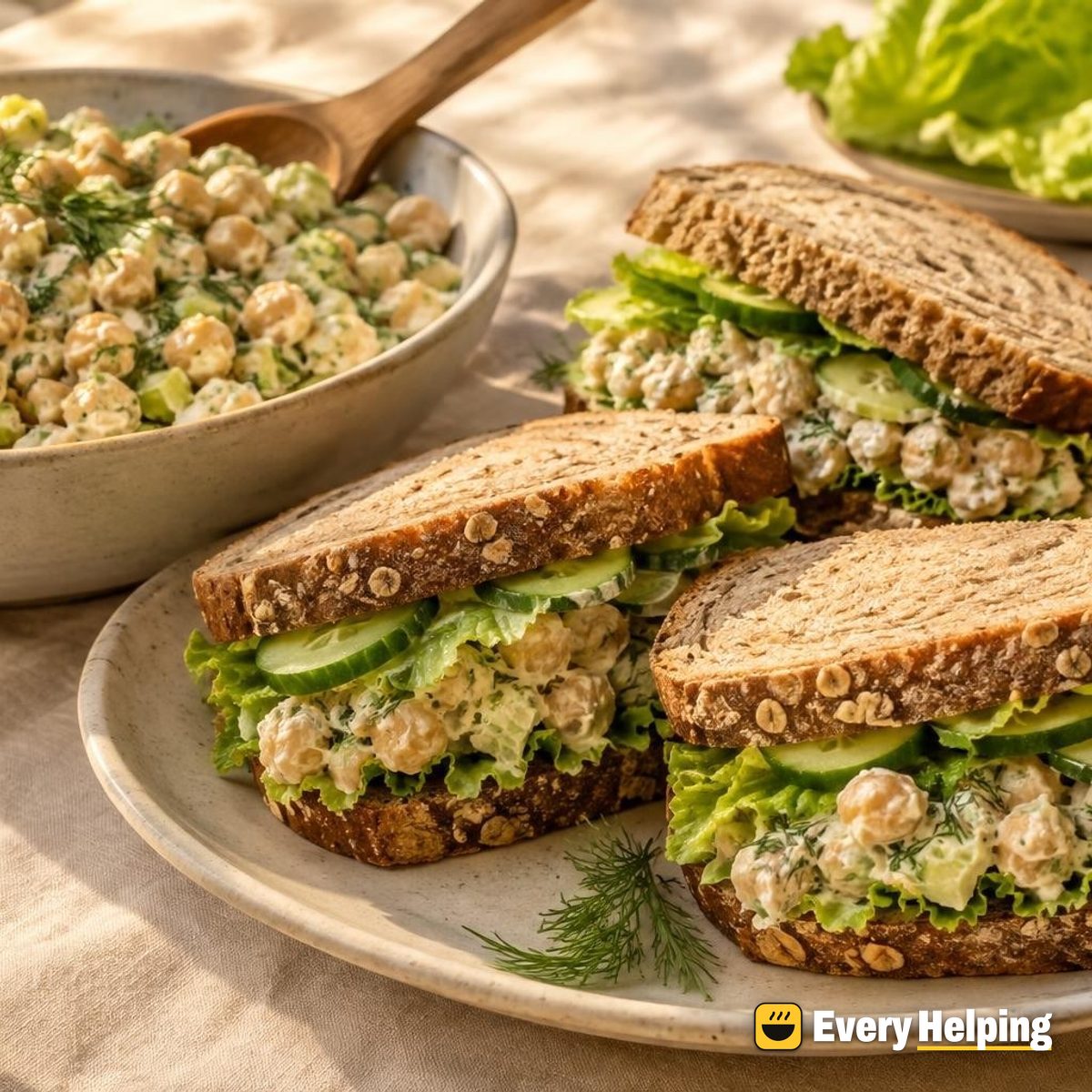 Smashed Chickpea Dill Salad Sandwiches