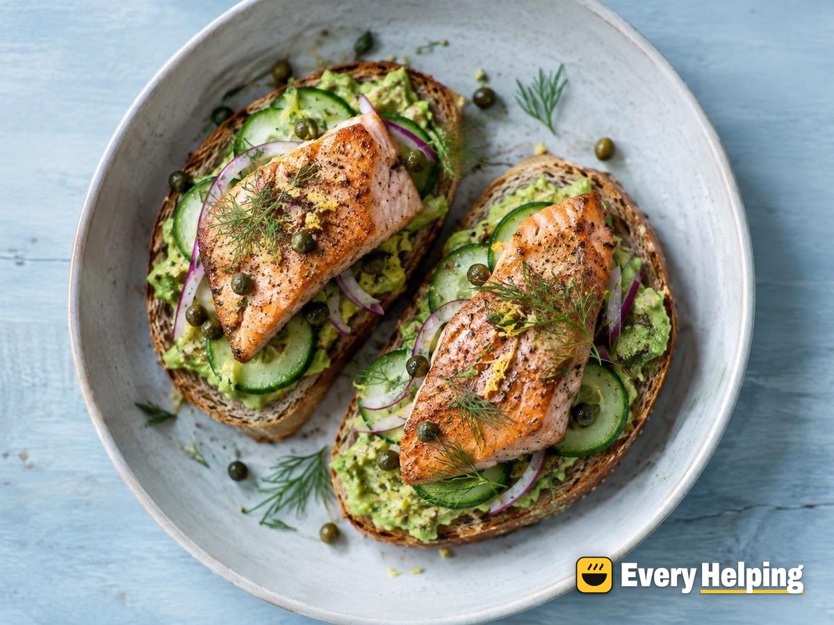 Seared Salmon Avocado Toasts with Dill