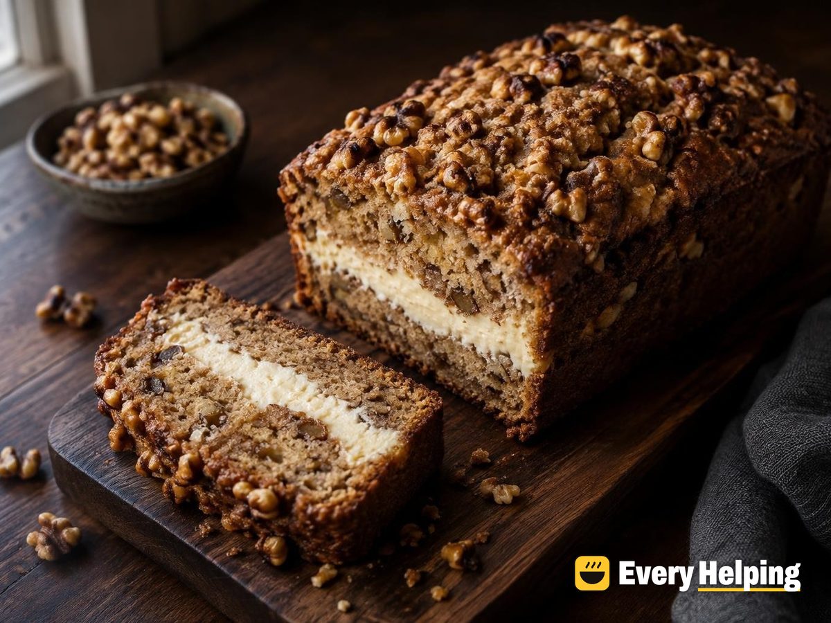 Toasted Walnut Loaf Cake with Vanilla Filling