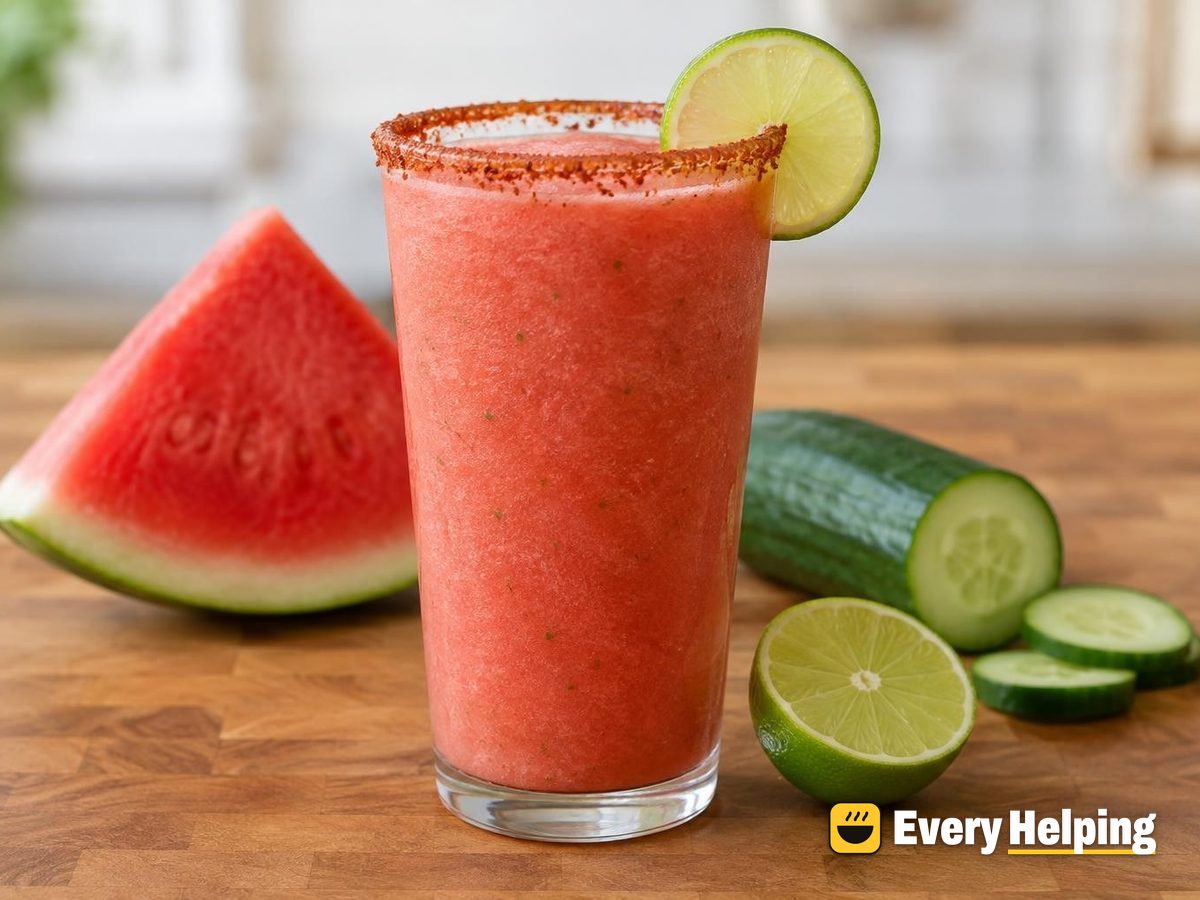 Watermelon-Cucumber Lime Agua Fresca with Chili Rim