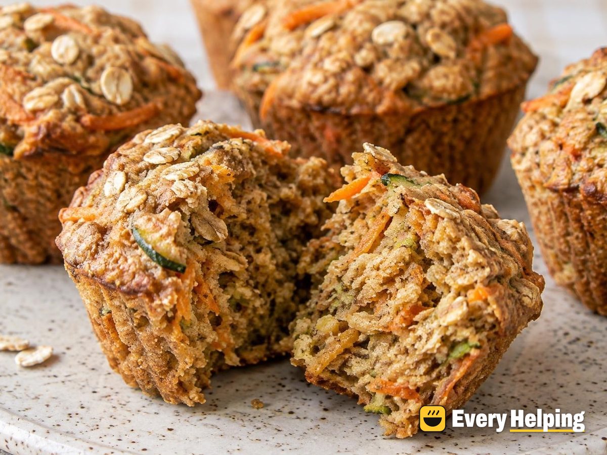 Whole Wheat Carrot Zucchini Oat Muffins