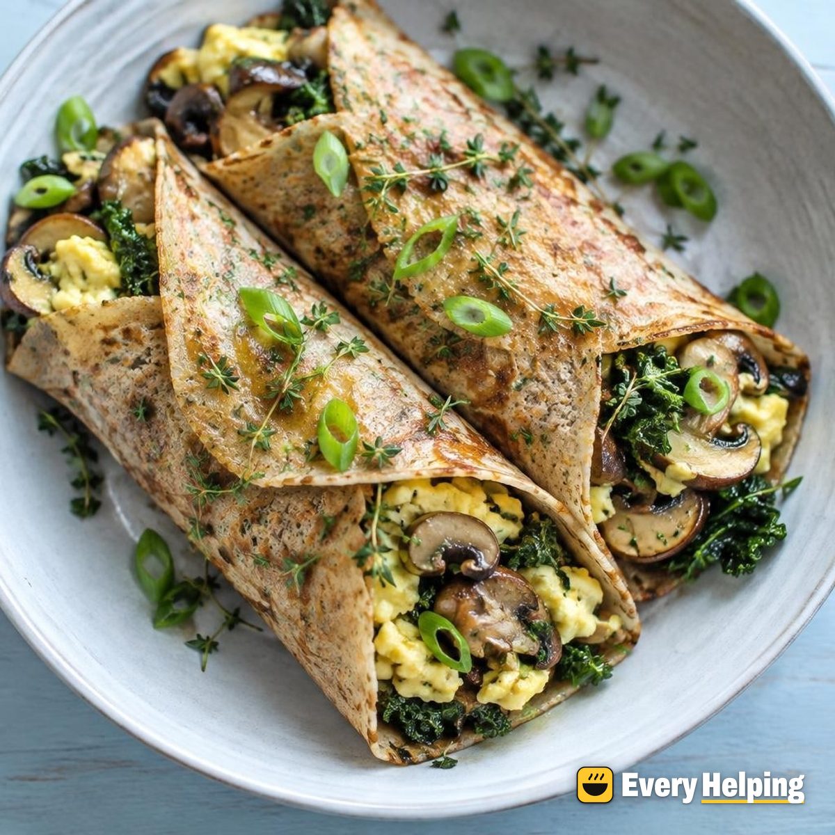 Oat Crêpes with Miso Mushrooms and Soft Eggs