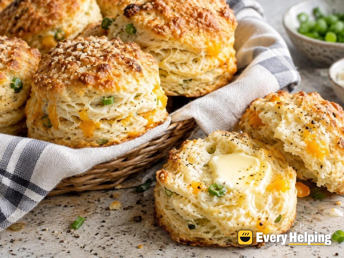 Flaky Cheddar Parmesan Cracked Pepper Biscuits