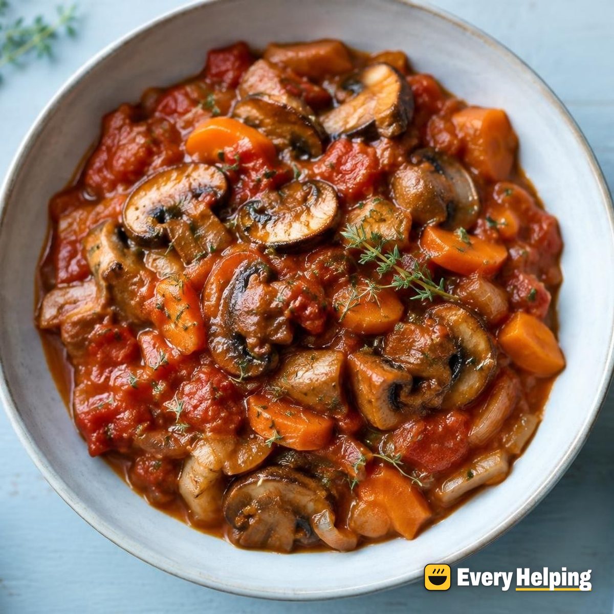 Skillet Mushroom Thyme Tomato Sauce