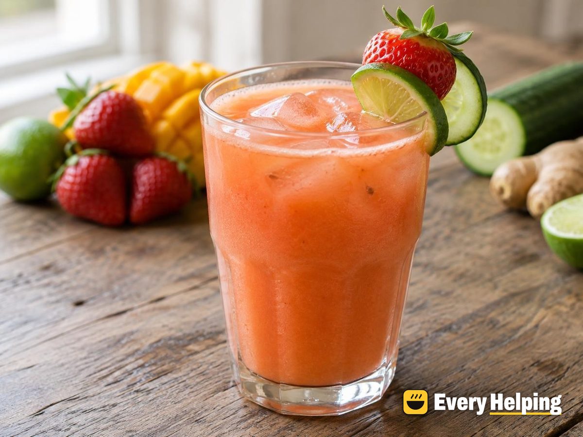 Strawberry-Mango Agua Fresca with Ginger and Cucumber