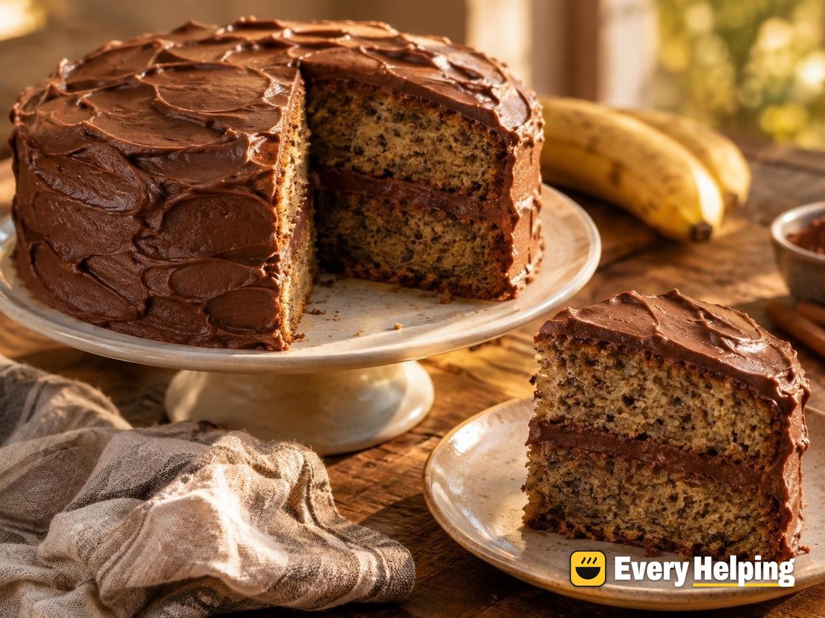 Banana Layer Cake with Cocoa Cream Cheese Filling
