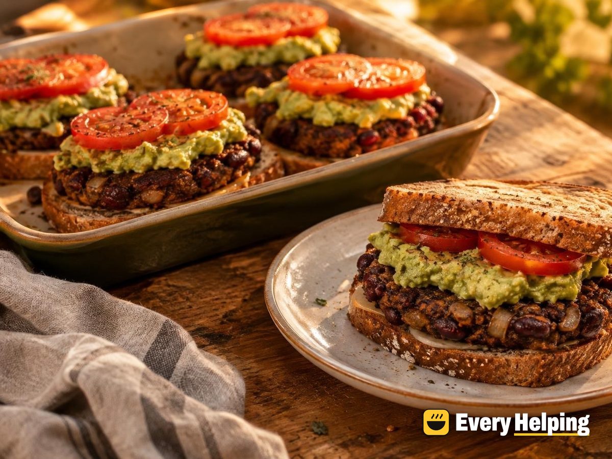 Smoky Kidney Bean Mushroom Burgers with Avocado