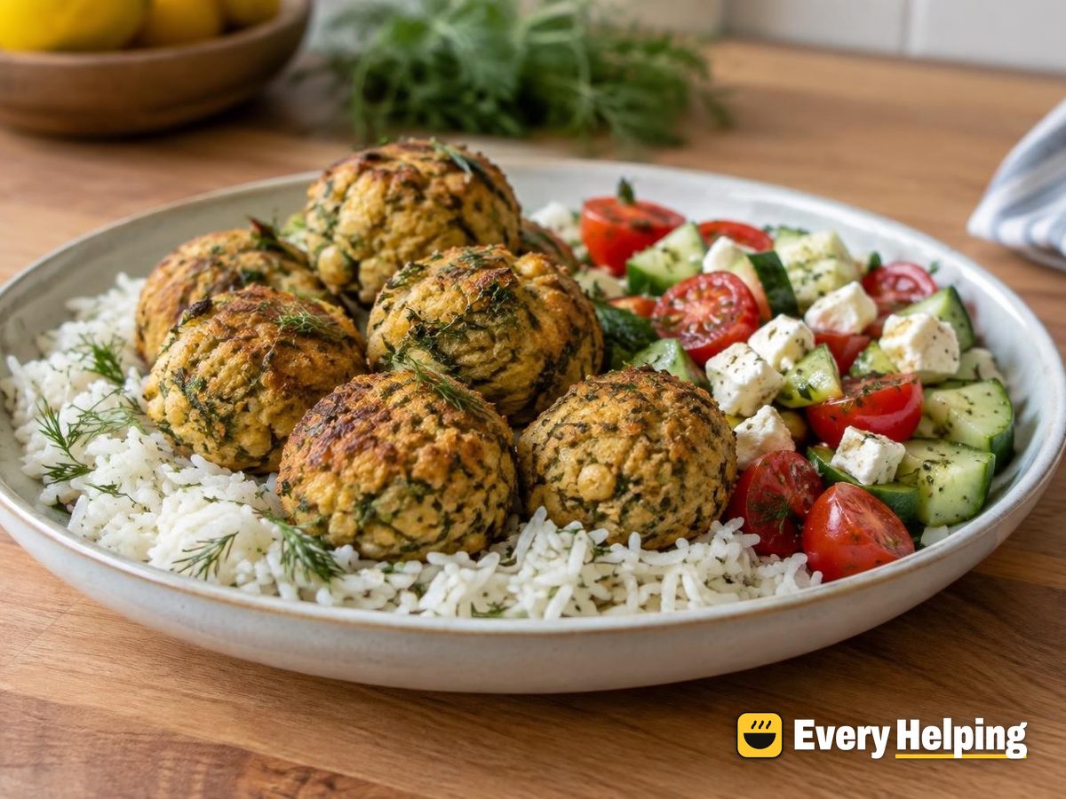 Lemon-Dill Chickpea Herb Balls with Rice