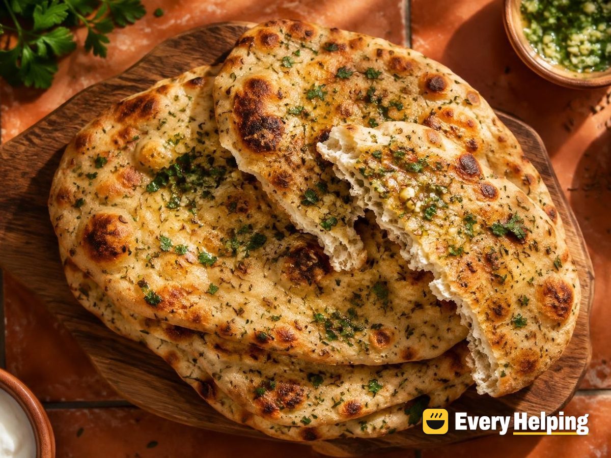 Spelt Cumin Naan with Garlic-Parsley Butter