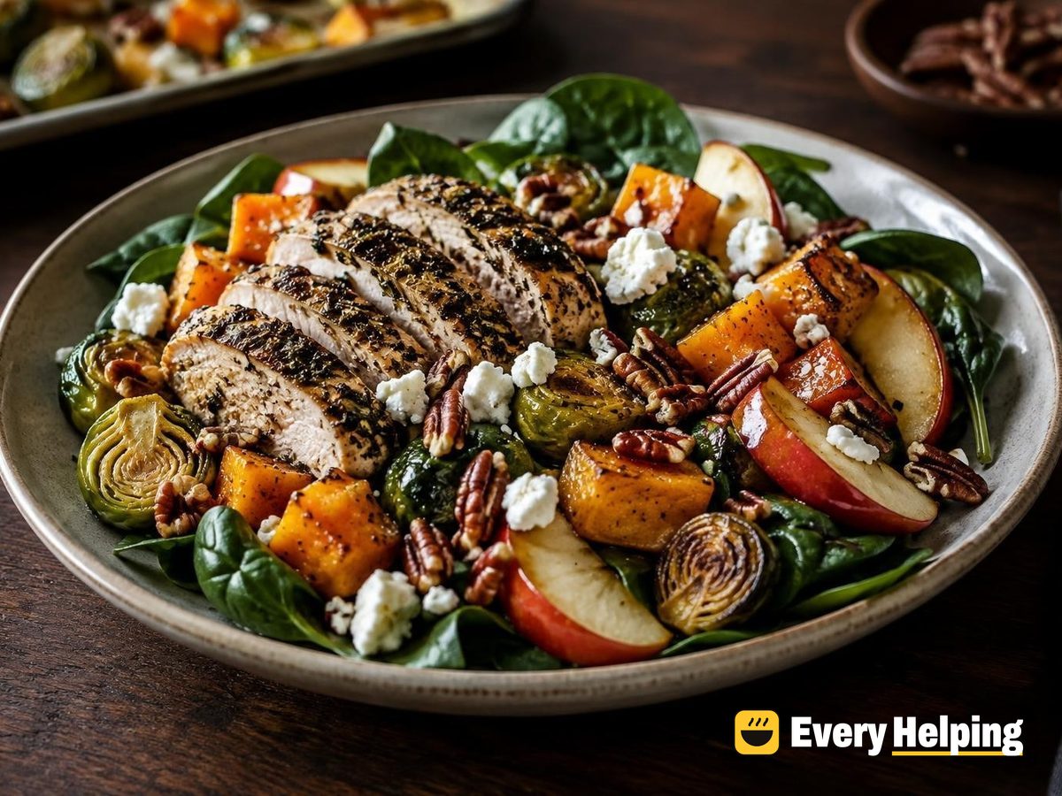 Herb Turkey Spinach Bowls with Roasted Squash