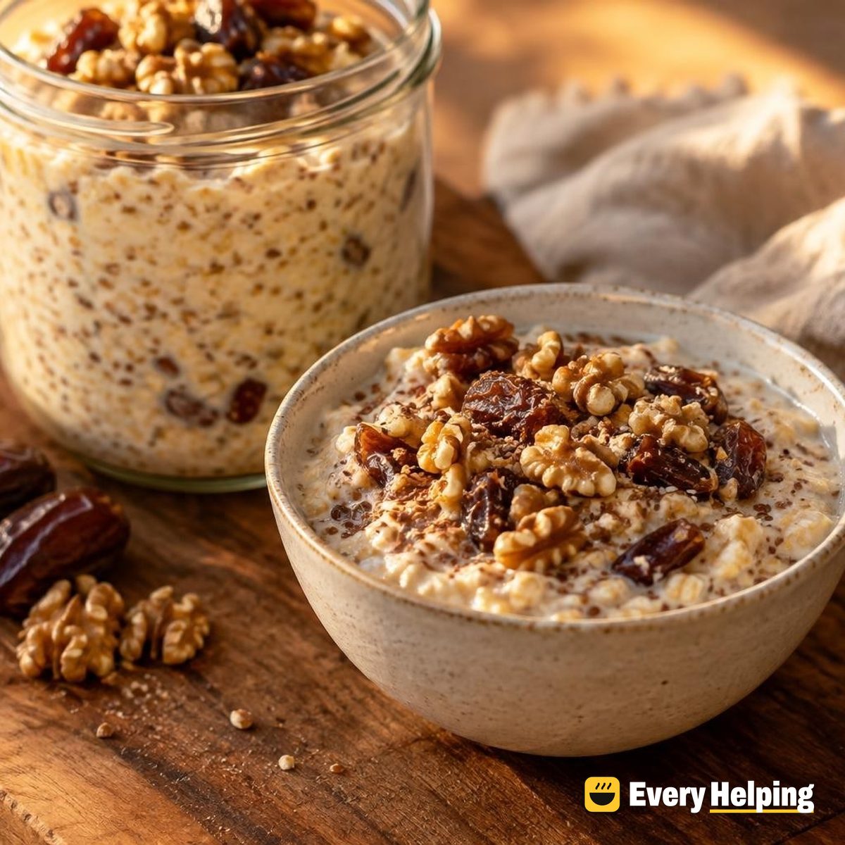 Plain Soy Milk Overnight Oats with Walnuts