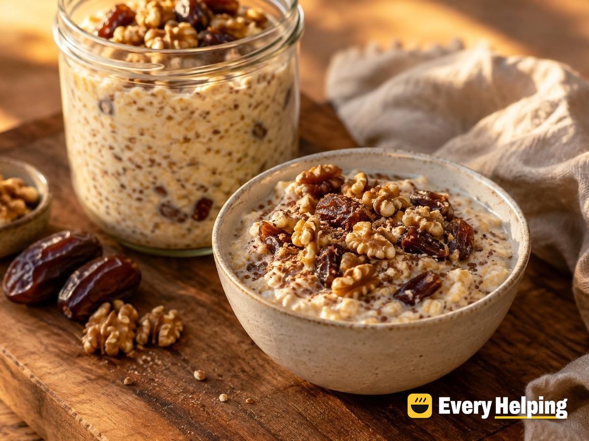 Plain Soy Milk Overnight Oats with Walnuts