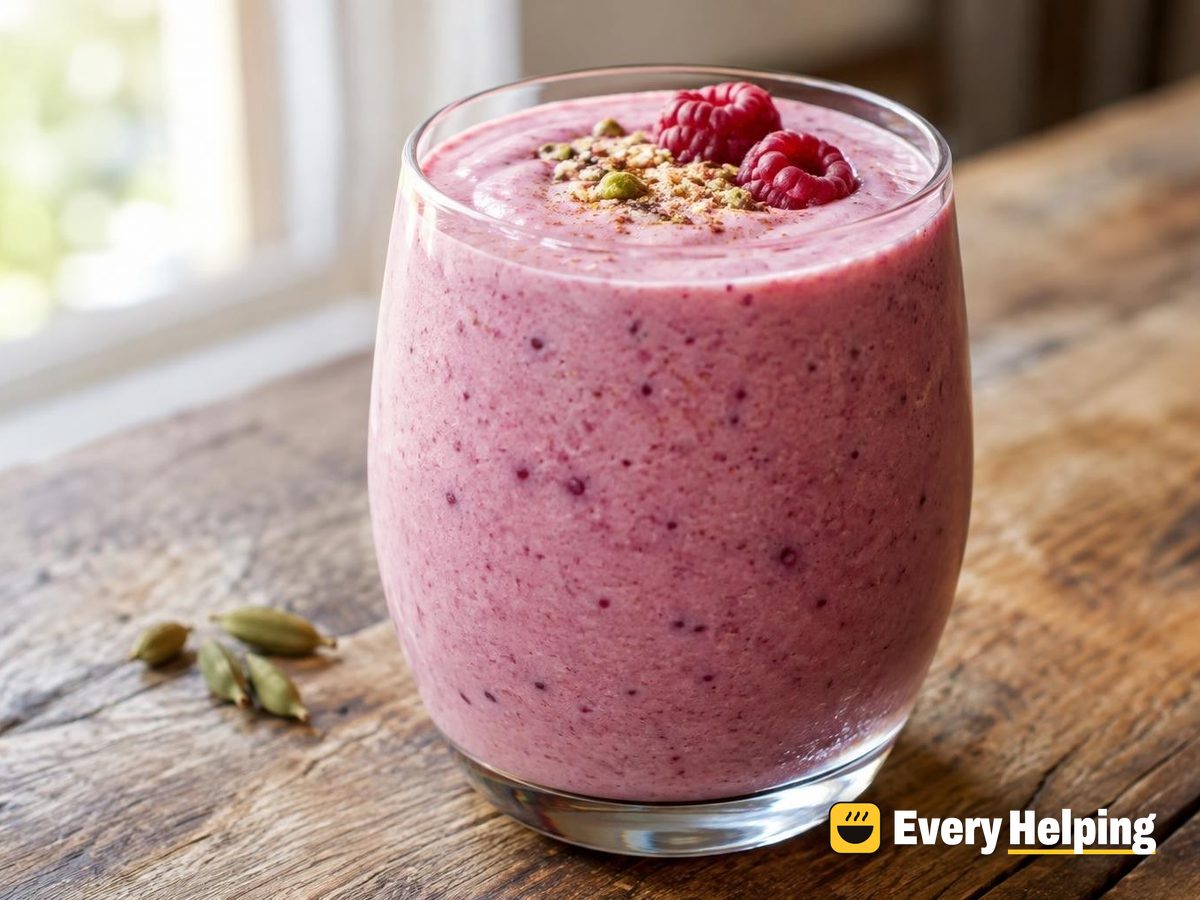 Cardamom Berry Banana Tofu Lassi