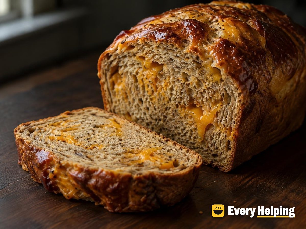 Cheddar Rye Sandwich Loaf with Glossy Crust