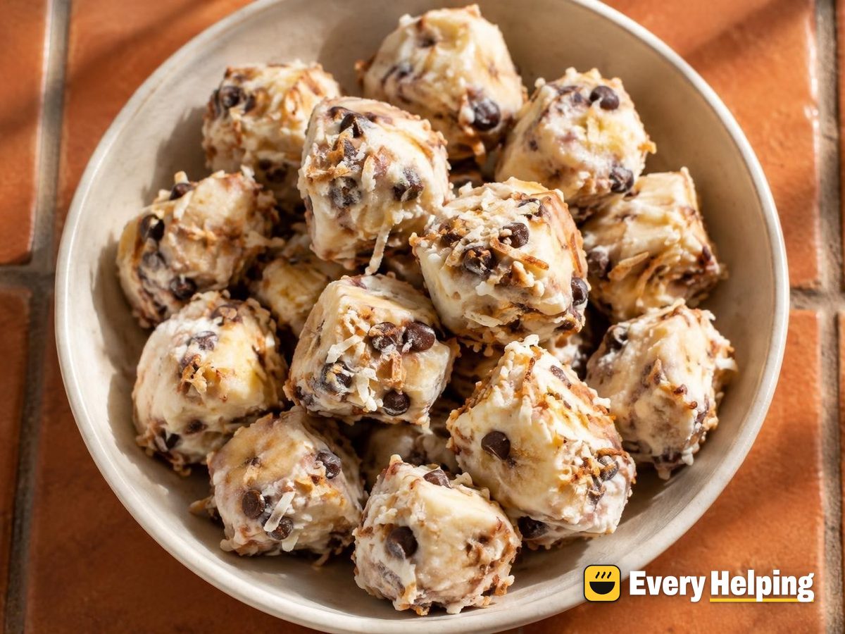 Frozen Banana Coconut Chocolate Chip Yogurt Bites