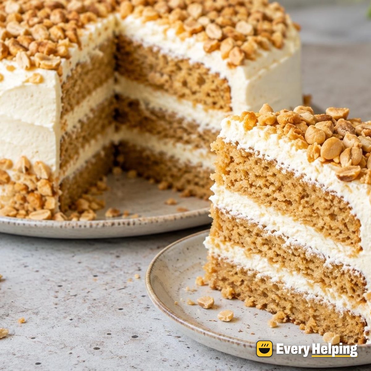 Peanut Butter Layer Cake with Vanilla Cream
