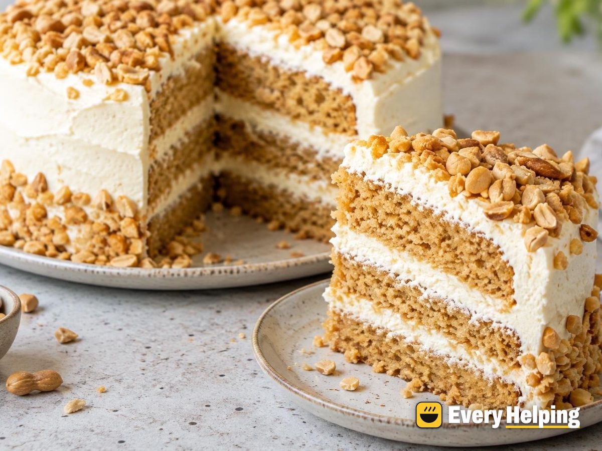 Peanut Butter Layer Cake with Vanilla Cream