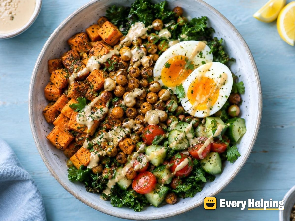 Sweet Potato Chickpea Bowls with Lemon Tahini