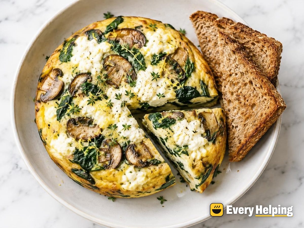 Mushroom-Spinach Frittata with Goat-Style Ricotta and Thyme