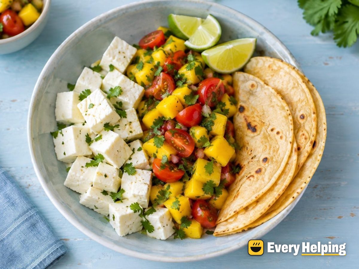 Pressed Queso Blanco with Mango Lime Salsa