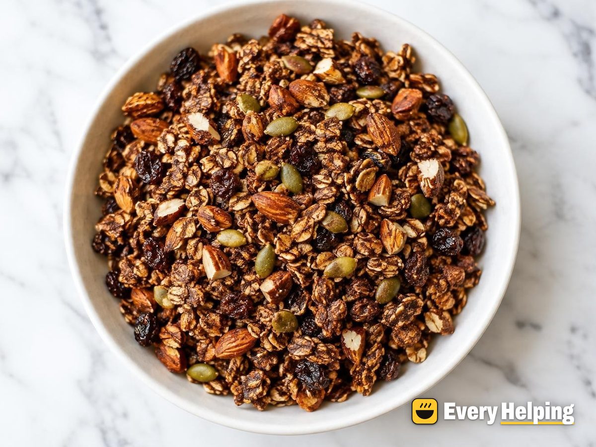 Skillet Cocoa Almond Granola with Pepitas