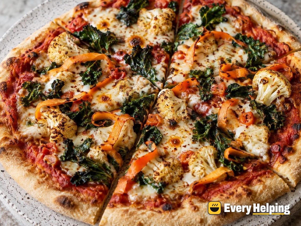 NY Pizzas with Roasted Cauliflower and Kale