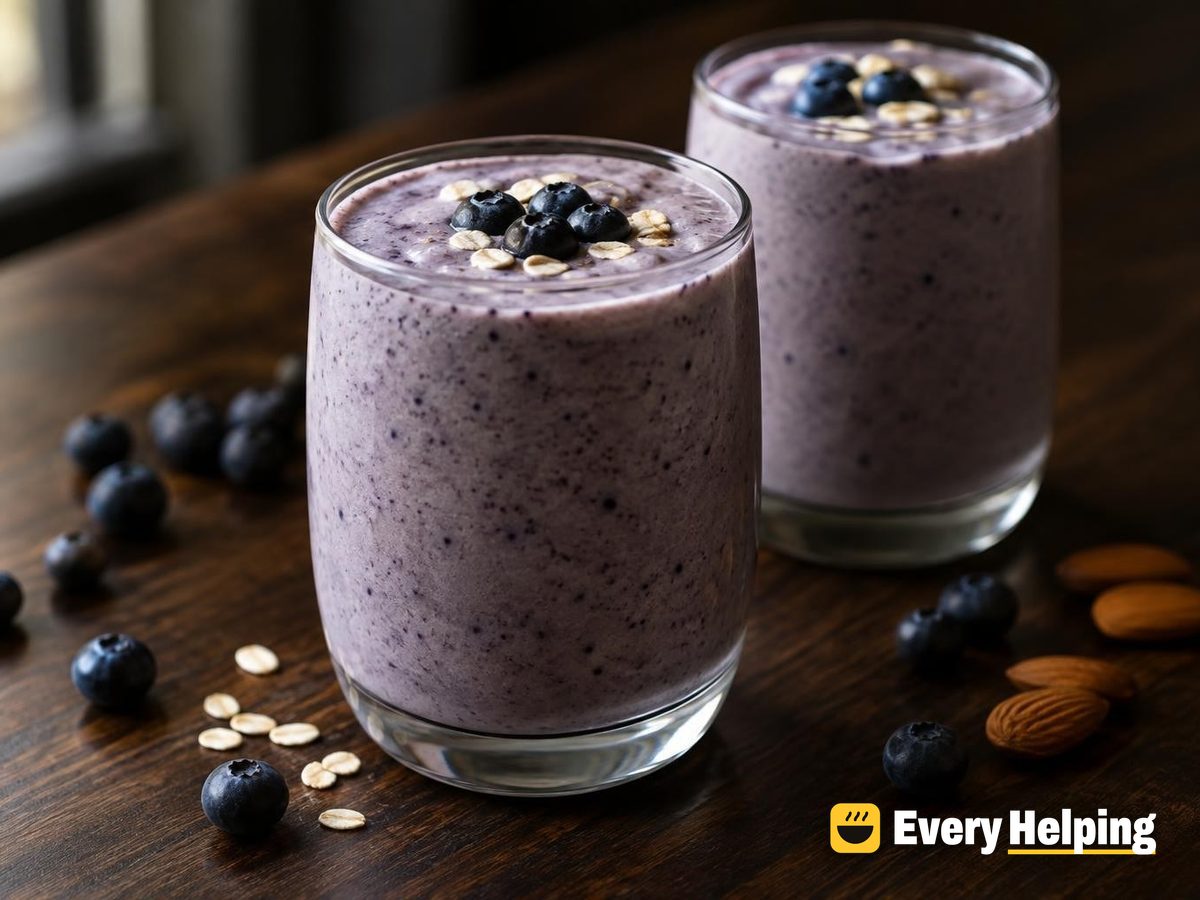 Blueberry Vanilla Oat-Almond Protein Shake