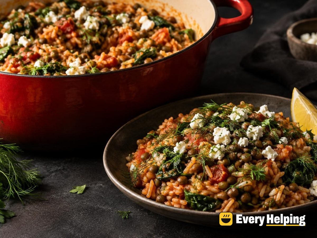 Lemony Tomato Rice with Lentils and Dill