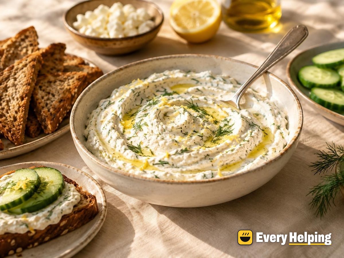 Whipped Lemon Feta Cottage Cheese Dip