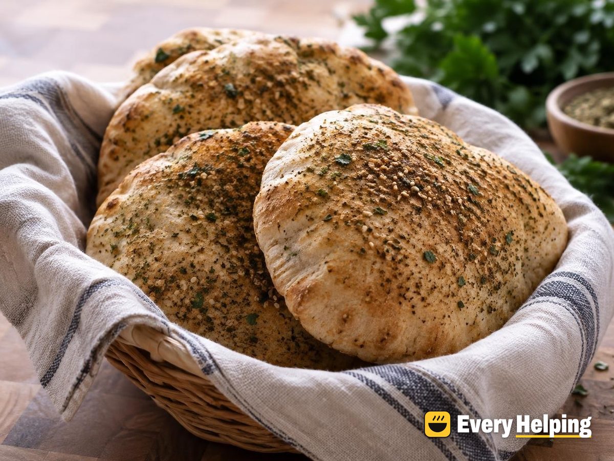 Oven-Puffed Cumin Pitas with Za'atar-Style Herbs