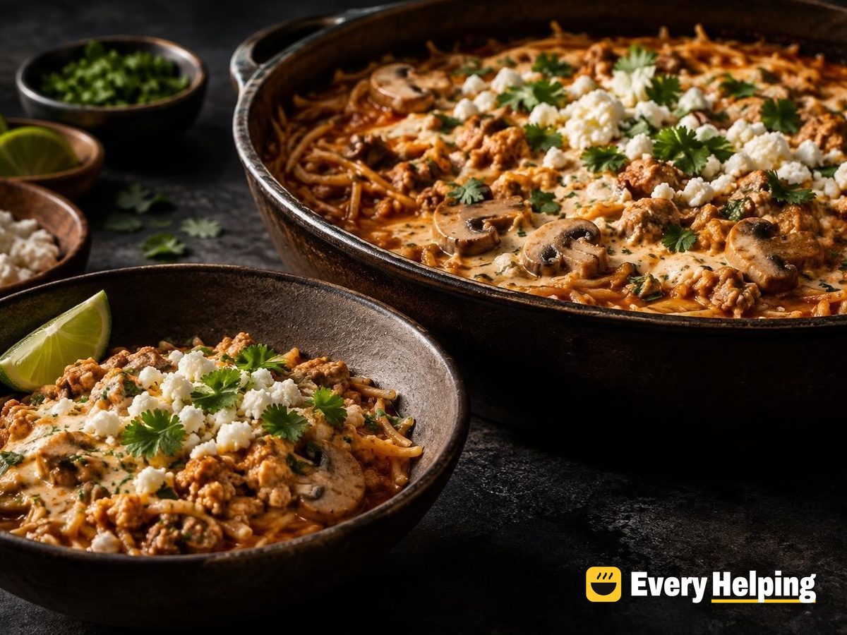 Smoky Turkey Fideo Bowls with Creamy Mushrooms
