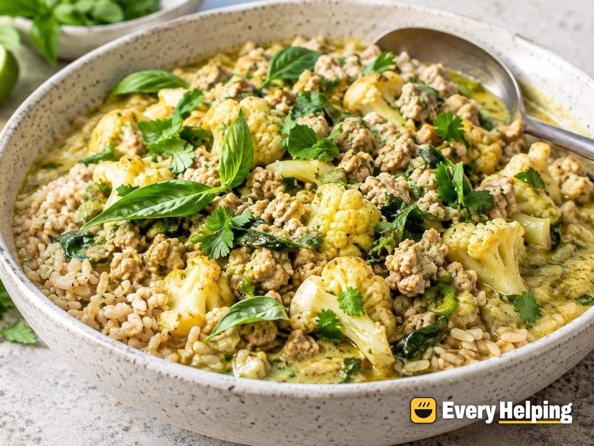 Thai-Style Green Turkey Coconut Curry with Cauliflower