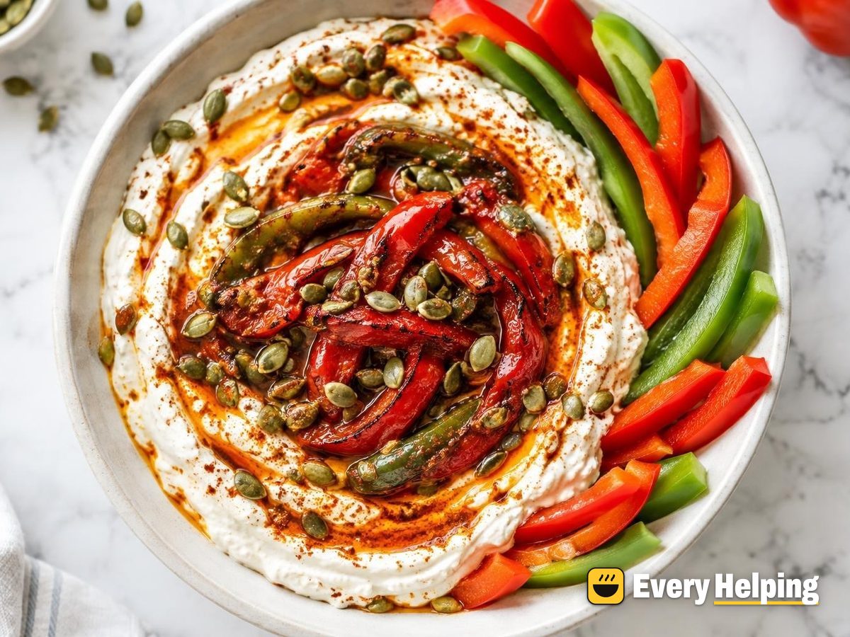 Smoky Paprika Yogurt Dip with Charred Peppers