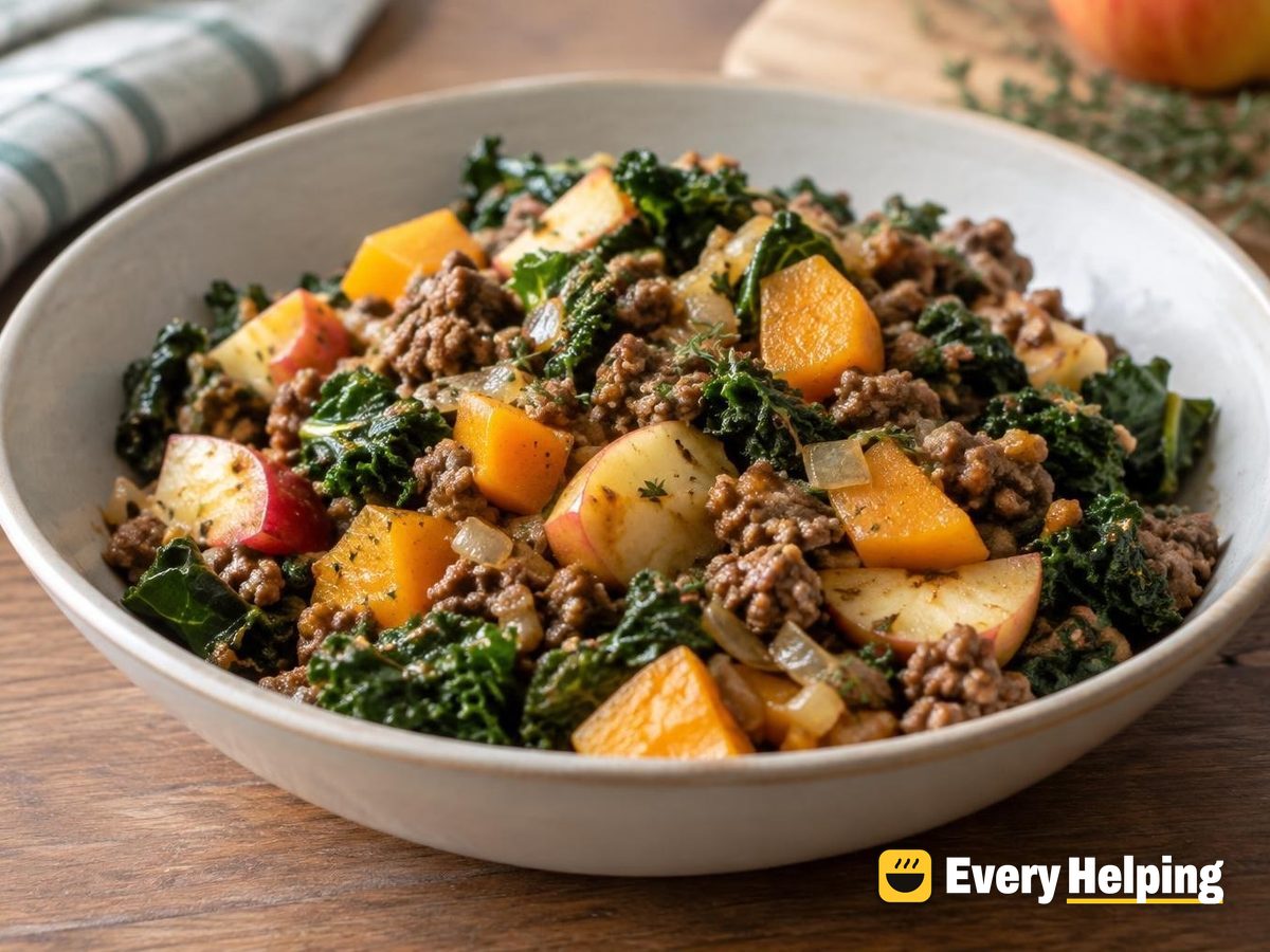 Skillet Beef with Butternut, Kale and Apple