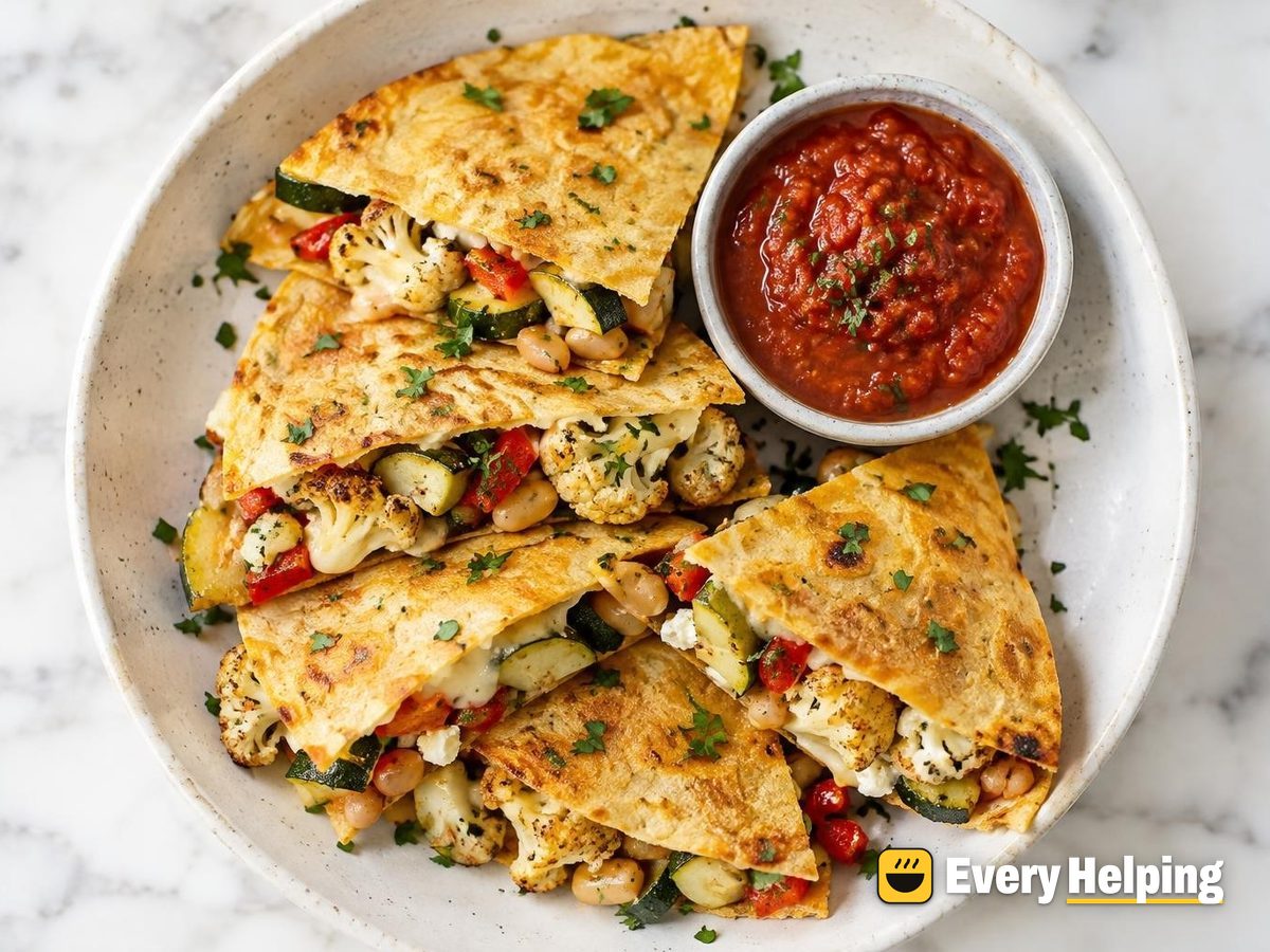 Roasted Cauliflower and Zucchini Quesadillas