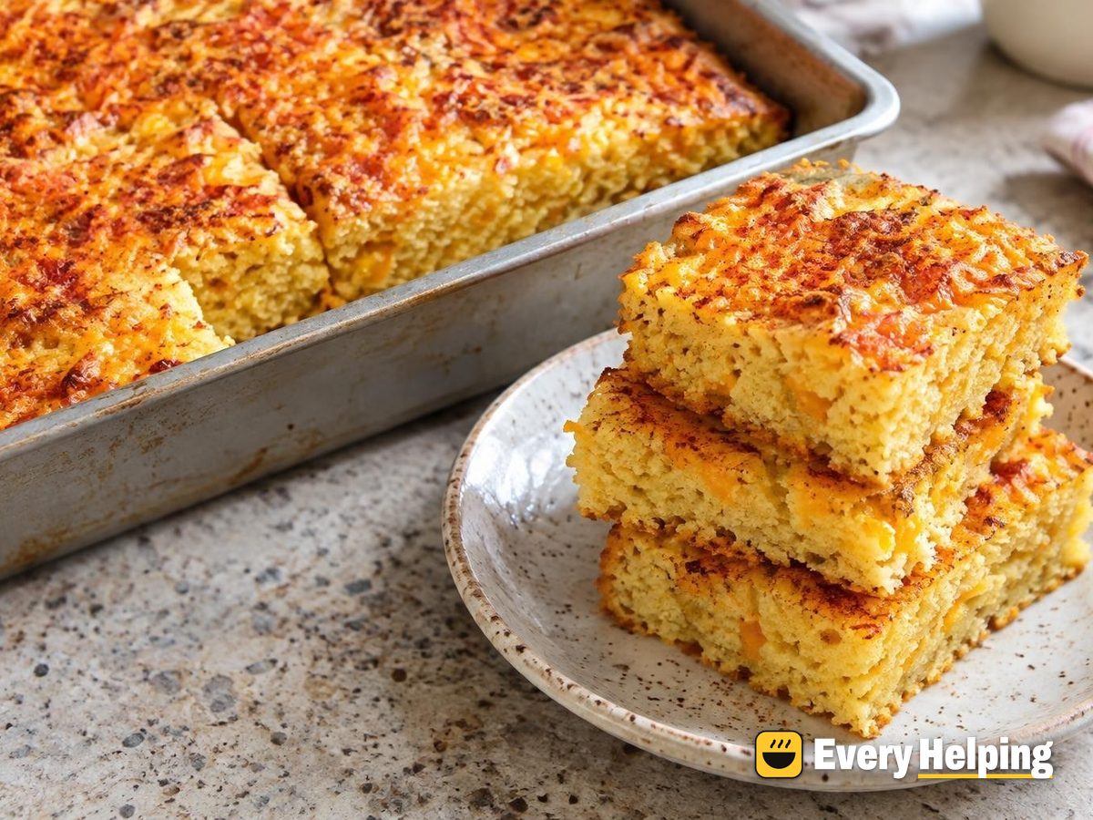 Mustard-Paprika Cheddar Cornbread with Crackly Cheese Top