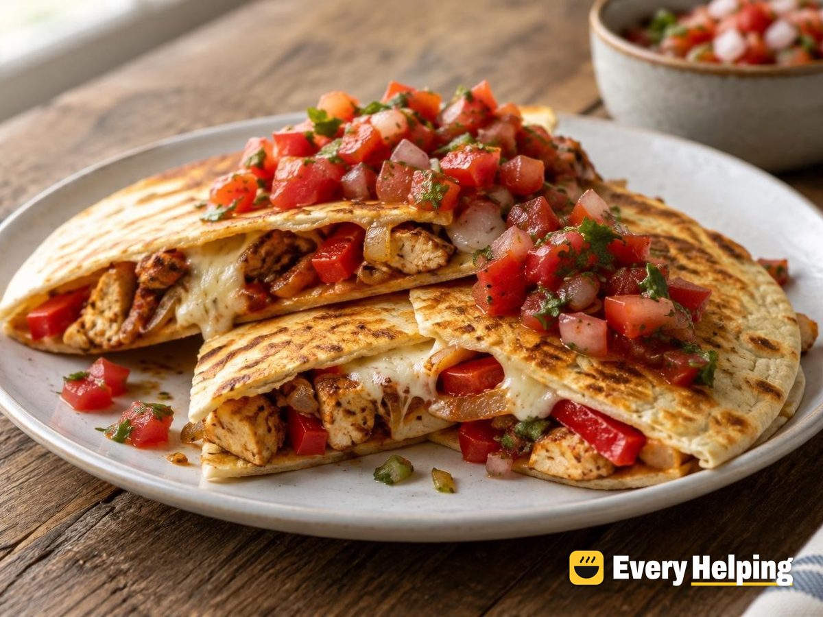 Chicken Thigh Quesadillas with Fresh Tomato Salsa