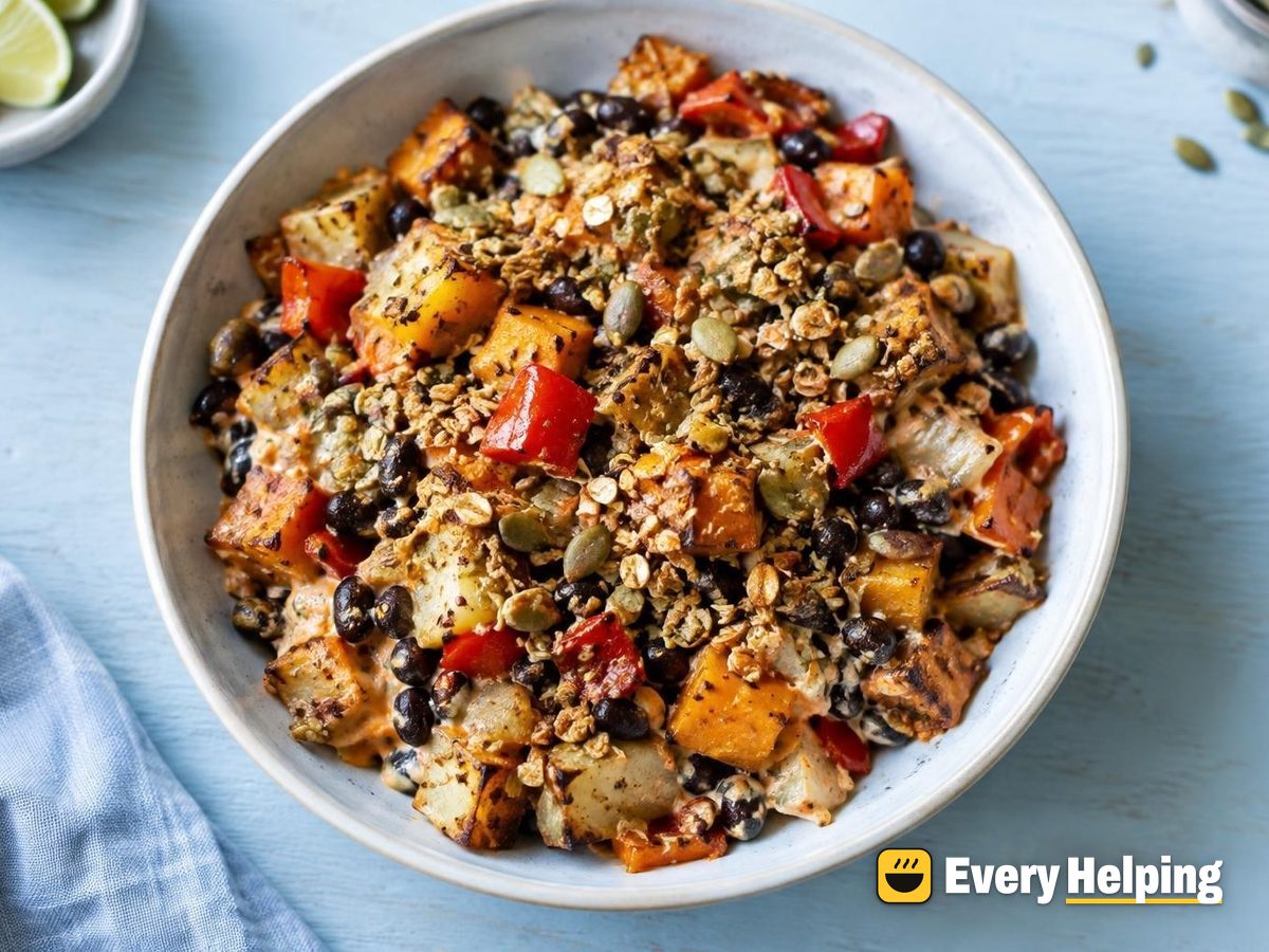 Southwest Black Bean Potato Breakfast Bake