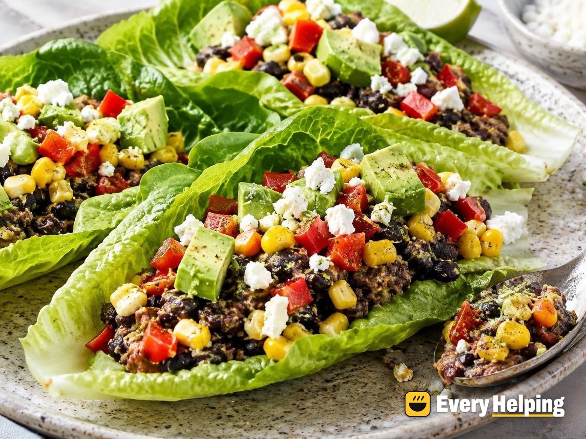 Smashed Black Bean Mustard Lettuce Wraps